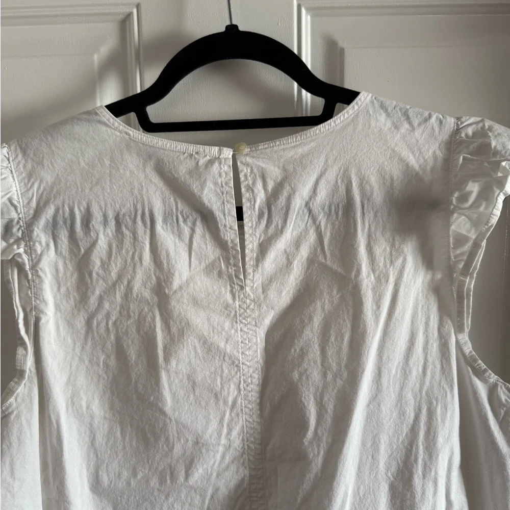 LOFT White Sleeveless Cotton Ruffle Sleeve Top - Picture 4 of 4